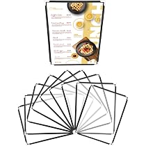 10 Protège-Menu A5 Noirs – Pochette Double Face Similicuir, Coins Acier – Pour Restaurants, Bars, Cafés