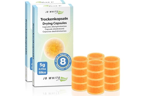 JB Vit 16 st torktabletter/kapslar för hörapparater och öronformar, orange kiseldioxid, mot fukt, hörapparat torkmedel kompatibel med Phonak, Cedis (16x, färgindikator, individuellt förseglad)