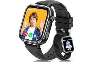 SWGOTA 4G Reloj Inteligente Niño con GPS y Teléfono, Smartwatch Niños con Videollamadas, Mensajes, Modo Escuela, SOS, IP68 Impermeable, Despertador, Podómetro - Regalo Ideal para Niños y Niñas (Negro)