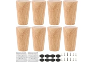 ‎AKOLAFE AKOLAFE 8 Stück Möbelfüße Rund 8cm Kallax Füße Holz Möbelbeine Eiche Mit Montageplatte Und Schrauben Robuste Tischbeine Schwerlaste Schrankfüße Für Sofa, Bett, Stuhl, Tisch