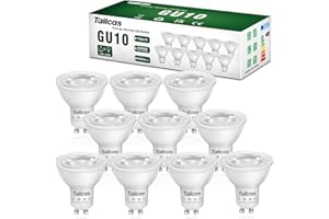 Tailcas GU10 LED Warmweiss, 7W LED Lampe Ersetzt 50W Glühbirne, 500LM 3000K GU 10 Lampen Warmweiß, Nicht Dimmbar LED Leuchtmittel GU10 Strahler, 38°Abstrahlwinkel Reflektorlampen,10 Stück