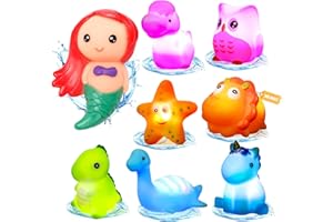 JoiTale Badespielzeug, 8 Stück Tier Badewannenspielzeug mit Licht, LED Badewannen Spielzeug Kinder, Badespielzeug Baby ab 1 2 3 Jahr, Leuchtet Wasserspielzeug Sensorik Spielzeug Bath Toys