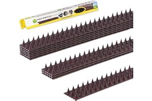 GEEZY Anti Climb Wall & Fence Spikes, 10 Pcs x 50cm – 5m Brown Weatherproof Plastic Bird Spikes Strips, Fence Toppers to Stop Cats & Pigeon Deterrent, Cut to Size, Easy Fit with Screws or Tape
