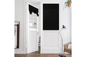 HOMEIDEAS Black Blackout Door Curtains Privacy French Door Curtains, 26 X 40 Inch Room Darkening Curtains for Patio Door, Thermal Insulated Tie Up Shades Window Curtain for Bedroom, 1 Panel