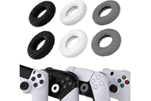PlayVital 3 Paar Donut Design Silikon Thumbstick Ringe für PS5/4, Xbox Series X/S, Xbox One/Elite Series 2 Core, für Switch Pro Controller, Universal Anti Rutsch Ringe-Gray & Black & White
