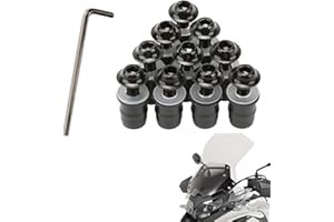 Boulons et Vis du Pare-Brise de Moto,M5x16mm Universel Boulons et Vis du Pare-Brise de Moto,10 Pièces Vis de Pare-Brise de Moto,Fixation De Pare-Brise De Moto,Moto Pare-Brise Kit Boulons (Noir)