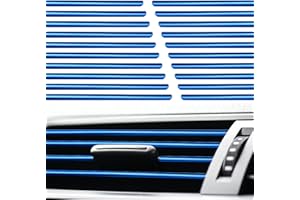 FEIBETY 20Pcs Blue Car Vent Outlet Trim,Chrome PVC Car Air Conditioner Vent Outlet Trim Decoration Strips Interior Moulding Universal Air Conditioner Outlet Trims Vehicle Decorate Accessories
