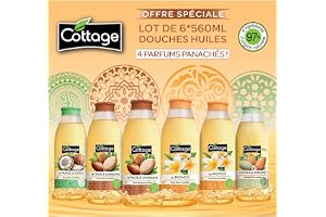 Cottage - Specialerbjudande - brokiga paket med 6 duschar extra närande olja 560 ml - 97% ingredienser av naturligt ursprung - tillverkad i Frankrike