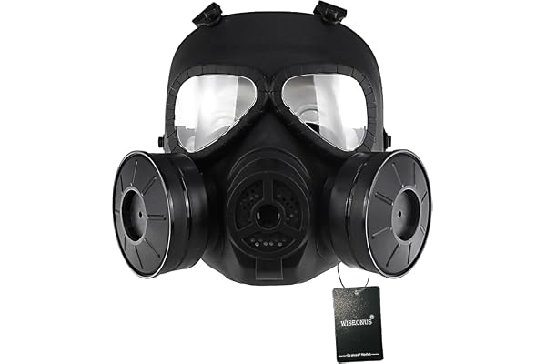 WISEONUS Masque Airsoft Paintball CS Masque Facial Anti-buée factice Halloween Cosplay avec Double Ventilateur Turbo