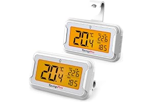 TempPro TP110 Kylskåpstermometer digital, frystermometer, 2 stycken
