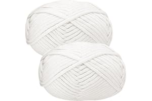 ‎RENYIZ Häkelgarn Baumwolle Häkelwolle Chenille Wolle zum Häkeln 2 X 50g Häkelwolle,Weißes Yarn Dickes Baumwoll-Nylon-Mischgarn