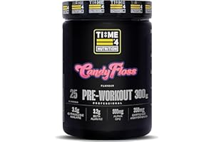 TIME 4 NUTRITION Time 4 Pre Workout Professional High Strength Vegan Pre Workout Powder for Men & Women Energy Drink Zero Sugar with L Citrulline Malate, Beta Alanine, L-Tyrosine, Alpha GPC, Theacrine (Candyfloss)