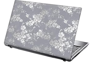 15.6 INCH TAYLORHE SKINS TaylorHe 13-14 inch Laptop Skin Vinyl Decal MADE IN ENGLAND Elegant Silver Grey Flowers Vintage Style