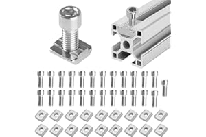 ALAHUGYEF 50 Pz Dadi a T: 25 Dadi a T M8 Scanalatura 8 Tipo B e 25 Viti a Esagono Incassato, Dado Scorrevoli Guida a T per Profilo in Alluminio 30x30 Accessori per Estrusione di Profili in Alluminio