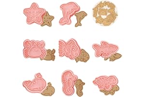 Honicemar Set di Formine per Biscotti a Forma di Animali 3D Tagliabiscotti Plastica Stampi, a Forma di Animali Dell’oceano 8 Pezzi Formine Biscotti Bambini per Decorare Biscotto Dolci Torta