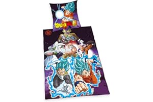 Herding Set di Biancheria da Letto Disney Super Dragonball, Federa 80 x 80 cm, Copripiumino 135 x 200 cm, Con Zip, 100% Cotone/Renforcé
