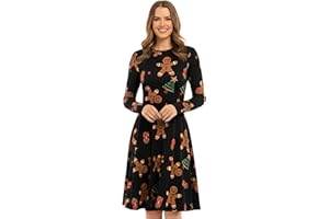 Love My Fashions Christmas Dresses for Women UK Xmas Party Costume Adult Reindeer Snowman Santa Snowflake Swing Skater Printed Novelty Tops