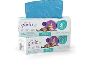Litter Genie Easy Roll Refill Bags (2-Pack) | 65% Recycled Plastic | Up to 12 months of supply in 2 Rolls of 24 tear-off Bags | Zero Plastic Packaging Cat Litter Bags