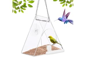 ALLOMN Mangiatoia per uccelli da finestra, trasparente, da appendere alla parete, montata su albero, fuori terra, giardino, mangiatoia per uccelli selvatici, mangiatoia per uccelli con ventosa e foro