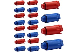 SKIR'CO (20 pezzi) Tappi da costruzione da 1/2 ", tappi a pressione in plastica rossa e blu, tappi di prova della pressione dell'acqua con guarnizioni di tenuta