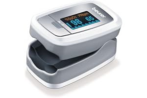 Beurer PO 30 Saturimetro da Dito Professionale Certificato, Saturazione Ossigeno SpO2 e Frequenza Cardiaca, Display Colorato 4 Viste, Spegnimento Automatico, con Custodia Inclusa, Dispositivo Medico