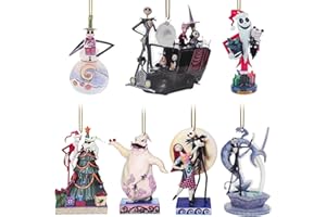 ASQzhuLIWing 7 Decorazioni di Halloween a Tema Incubo Prima di Natale, cartelli appesi Piatti 2D Adatti per Feste e Interni Auto, Decorazioni Invernali