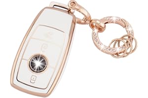 Koaudb Portachiavi Auto per Mercedes Benz, 3 Pulsanti Protezione Portachiavi in TPU Morbido con Portachiavi Portachiavi Adatto per Mercedes Benz A B C E G S SL Classe CLS AMG Smart Key Fob(R-Bz-3L-W)