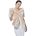 BEAUTELICATE Faux Fur Shawl Winter Wedding Wraps Women Bridal Stole Bridesmaids Shrug 1920s Flapper Cape Fancy Dress Gatsby Custum One Size
