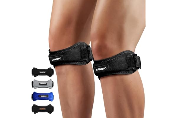 CAMBIVO Rodillera Adjustable x2, Cinta Rotuliana, Rodilleras Menisco y Ligamento con Correa para Tendón Rotuliano, Correr, Saltar, Gym, Alivio de la Tendinitis, Estabilización de la Articulación