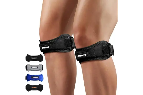 CAMBIVO Rodillera Adjustable x2, Cinta Rotuliana, Rodilleras Menisco y Ligamento con Correa para Tendón Rotuliano, Correr, Saltar, Gym, Alivio de la Tendinitis, Estabilización de la Articulación
