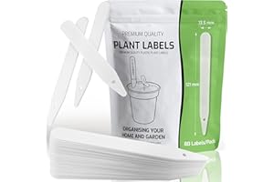 Plant Labels for Outdoor Plants - 80 Waterproof, Reusable White Plastic Plant Markers with Dual Writing Surfaces, Large 12 x 1.35 cm Garden Tags for Herb, Seed & Planting Name Sticks by Innoveem