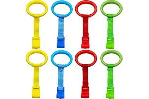 8 Pcs Baby Playpen Pull up Rings, 4 Color Baby Crib Pull up Rings | Baby Walking Exercises Assistant Rings, Baby Bed Stand Up Rings Baby Cot Hanging Rings for Infant Baby Toddler