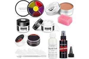 COKOHAPPY SFX Makeup Kit Halloween schminke set, kunstblut Blut Spray, flüssiglatex, latexmilch, Narben Wachs, Silikon Modellierung Compound, 6-Farben Bruise Gesicht Körperfarbe für Zombie Monster Cospaly
