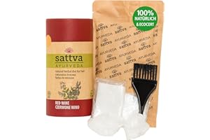 SATTVA AYURVEDA Sattva Natural Hair Color - Henna for Allergies - Organic Plant-Based Hair Dye for Natural Hair Color, Henna Hair Dye for Volume and Shine - Double Portion - ECOCERT (Red Wine, 150)