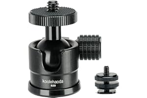 Koolehaoda Mini-kulledstativ med kallskofäste, 360° panoramautsikt över kulled i aluminiumlegering med 1/4" skruv för kamerastativ, enbensstativ, videokameralampa, mikrofon