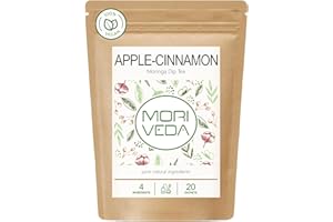 ‎MORIVEDA MoriVeda Moringa Dip Tee 100% natürlich & vegan (wahlweise Moringa-Blattmischung, Apfel-Zimt, Granatapfel, Ingwer, Minze) Moringa Tee, Apfel-Zimt - 20 Beutel