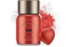 Wwtop Rosso Glitter Alimentari - 15 g Glitter Commestibili per Drink, Glitter Commestibili non Aromatizzati, Glitter per Liquori, Cocktail, Torta di Pasqua, Cioccolato, Fondente