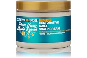 Creme of Nature, Pure Honey Scalp Refresh, Crème Hydratante Quotidienne pour Cuir Chevelu et Coiffures Protectrices, Soin pour Cheveux Bouclés Frisés Crépus, Hydrate Nourrit et Apaise, Pot de 135g