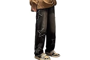 DINGJIUYAN Jean Y2k pour femme - Jean Star - Taille haute - Pantalon cargo pour femme - Pantalon étoile mignon pour femme