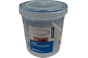 LocknLock Round 560ml Food Storage Containers with Lids - Airtight & Watertight, Microwave & Dishwasher Safe Food Containers with Twist Lids (98 x 110mm)