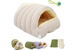 GENERIC CutyPet Caverna Invernale, Letto per Animali in Morbido Peluche, Lettino per Gatti e Cani con Cuscino Rimovibile, Lavabile, Antiscivolo, Sacco a Pelo per Gatti e Cani di Piccola Taglia (Beige, M)