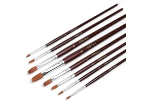 Elan Juego Pinceles Lengua de Gato, 8 Piezas Pincel Pelo Sintetico de Nailon para Pintura, Mango Corto, Set Pinceles Pintura Acrilica y Gouache