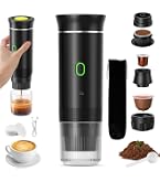 VHV Machine à Café Portable 3 En 1 - Cafetière Expresso 12V Rechargeable, Chauffage Rapide, Compatible Capsules Et Café Moulu