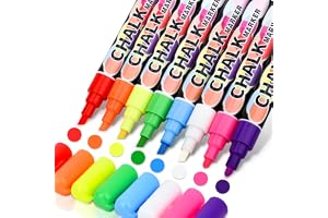 swihorab kritpennor kritmarkör för tavla, 8 färger whiteboard markers för fönster, tvättbar, 5 mm vändbar spets, färgglada fö