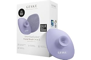 GESKE | Brosse faciale SmartAppGuided™ 4 in 1 | Brosse nettoyante visage avec poignée | Brosse silicone souple | Nettoyage visage professionnel | Appareil de nettoyage du visage | Nettoyage de la peau