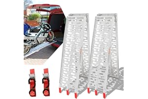 Sonnewelt Lot de 2 rampes chargement pliables - 340 kg par rampe d'accès pour remorque, rail antidérapant moto, quad, voiture, 226 cm, pliable Argenté