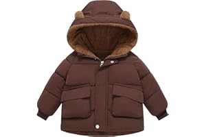 amiyan Baby Jungen Warm Steppjacke Baumwolle Winter Mantel Dicke Kinderjacke Winterjacke Flaum gefüttert Winter Kapuzenjacke mit Bärenohr Outerwear 1-6 Jahre