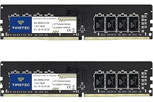 Timetec 16 Go KIT (2x8Go) DDR4 2133MHz PC4-17000 Non-ECC Unbuffered 1.2V CL15 1Rx8 Single Rank 288 Pin UDIMM Ordinateur de Bureau Mémoire RAM Module Mise à Niveau