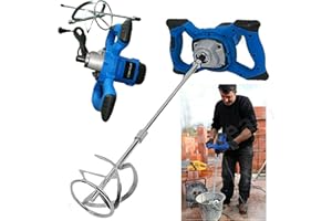 AUTOBABA Mélangeur de Mortier 2600W, Malaxeur Béton, Mélangeur de ciment électrique portable professionnel, Agitateur Réglable M14, 6 vitesses, 1700 tr/min, pour mélanger la peinture, le mortier,le plâtre