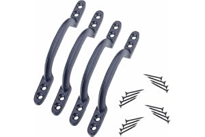 SUL Black Cast Iron Hot Bed Handles with Screw for Indoor or Outdoor Use, Black Japanned D Handle Gate Handle for Garden Gates, Shed Doors - 150mm Hot Bed Handle 4pk